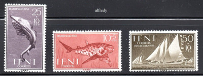 IFNI 1958, Fauna, Pesti, Corabii, MNH, serie neuzata foto