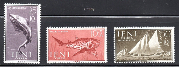 IFNI 1958, Fauna, Pesti, Corabii, MNH, serie neuzata