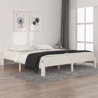Cadru de pat Super King, alb, 180x200 cm, lemn masiv foto