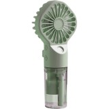 Ventilator portabil de mana, cu vapori de apa, 4 trepte de viteza, ideal pentru calatorii, din plastic, verde