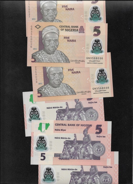 Nigeria 5 naira 2011 2018 2021 unc pret pe bucata