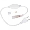 Cablu Alimentare Furtun LED Neon Flex Rotund 220V, 43cm, Alb, IP65, Conector &amp; Capac Terminal Inclus