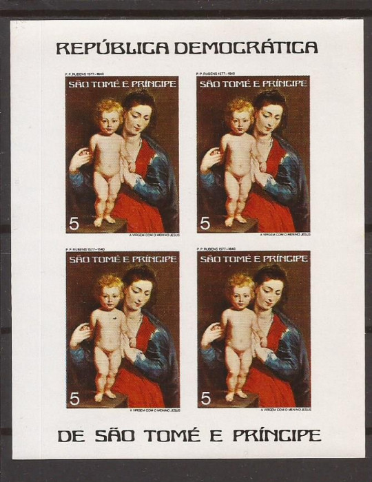 S. TOME E PRINCIPE 1977 PICTURA RUBENS ( bloc nedantelat) MNH