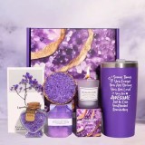 Set cadou, pentru femei, Hello Gorgeous, mov, 7 piese, experienta completa de relaxare si rasfat, elegant si practic