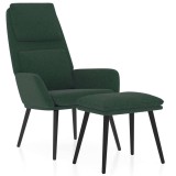 Cumpara ieftin Scaun de relaxare cu taburet, verde inchis, catifea