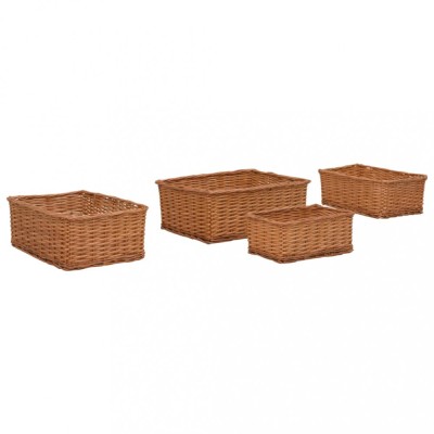 Set de coșuri suprapuse, 4 piese, maro, salcie foto