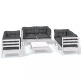 Set mobilier gradina cu perne, 7 piese, lemn masiv de pin