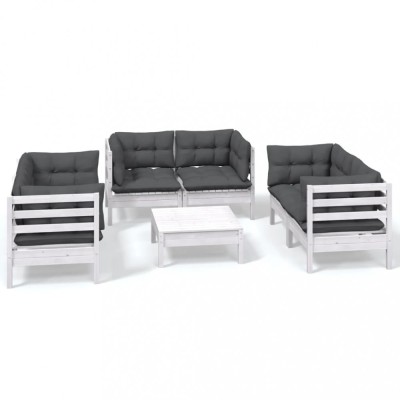 Set mobilier gradina cu perne, 7 piese, lemn masiv de pin foto