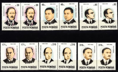 A11 TX10 5 - 1993 - Aniversari - comemorari - personalitati - perechi de cate doua timbre foto