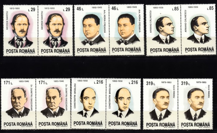 A11 TX10 5 - 1993 - Aniversari - comemorari - personalitati - perechi de cate doua timbre