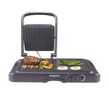 Grill electric multifunctional Beper, 600 W, 38 x 19 cm, aluminiu, tava detasabila