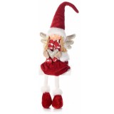 Figurina Inger Girl din portelan si textil alb rosu 17x12x41 cm
