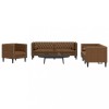 VidaXL Set canapele Chesterfield perne 3 piese maro piele &icirc;ntoarsă eco