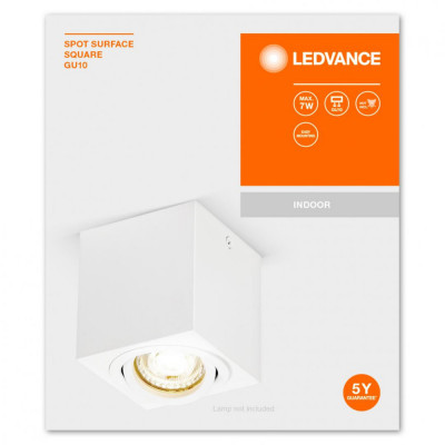 Spot Ledvance Surface Square, 1xGU10, max. 7W, IP20, 8x9.5cm, montaj aplicat, foto