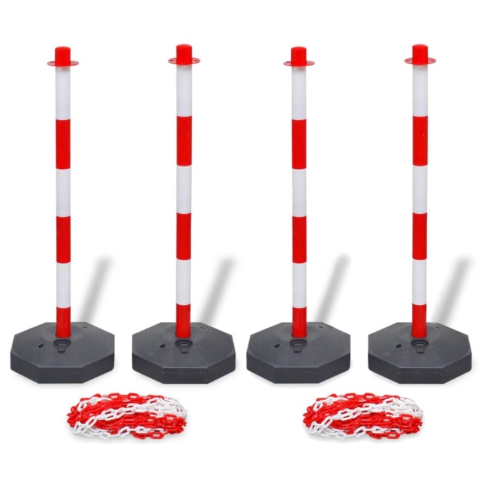 Gossi set 4 stalpi de blocare &amp; 2 lanturi de plastic, 10 m