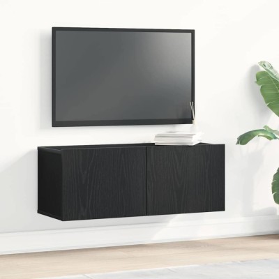 vidaXL Dulapuri TV 2 pcs Stejar negru 80 x 30 x 30 cm Lemn compozit foto