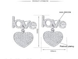 Cumpara ieftin Cercei Argint 925 Placati cu Platina , Model LOVE cu Inima E i Cristale AAA Zircon