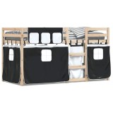 Cumpara ieftin Pat supraetajat fara saltea, negru, 90x200 cm, lemn masiv de pin