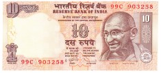 India 10 Rupees 2010 P-95n aUNC