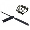 Set Autoaparare: Baston Telescopic 49cm, Rozeta Box Craniu Negru, Metalic, Ideal pentru Siguranta Personala