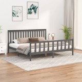 VidaXL Cadru pat cu tăblie 200x200 cm, gri, lemn masiv de pin