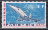 Polinezia Franceza 1976 - Primul zbor comercial al companiei Concorde, Paris-Rio de Janeiro, PA, Cota 20 EURO, MNH, Nestampilat