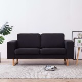 VidaXL Canapea cu 2 locuri, negru, material textil