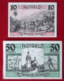 Germania lot 2 notgeld 10 + 50 pfennig 1921 Schwarza UNC **