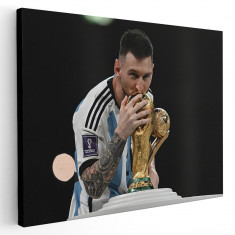 Tablou afis Lionel Messi cupa Qatar 2023 Tablou canvas pe panza CU RAMA 20x30 cm