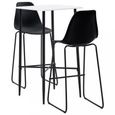 Gossi set mobilier de bar, 3 piese, negru, plastic
