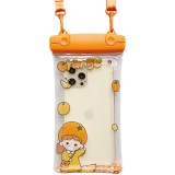 Husa subacvatica Waterproof Flippy, Snowproof, Universala, Impermeabila, pentru telefon sau documente, cu snur, Orange Girl, Portocaliu