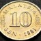 Moneda 10 SEN - MALAEZIA, anul 1981 * cod 533 - excelenta