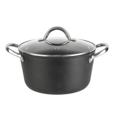 Oala aluminiu forjat Bohmann, 20 cm, 2.6 l, interior marmorat, capac inclus