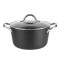 Oala aluminiu forjat Bohmann, 20 cm, 2.6 l, interior marmorat, capac inclus