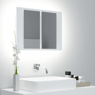 vidaXL Dulap de baie cu oglindă și LED, alb, 60x12x45 cm foto