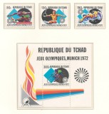 Ciad 1972 Mi 550/52 + bl 44 MNH - Jocurile Olimpice vara, Munchen, Nestampilat