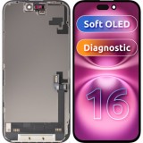 Cumpara ieftin Display cu Touchscreen MP compatibil cu Apple iPhone 16, cu Rama, Versiune Soft OLED FHD Diagnostic, Negru