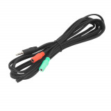 Cumpara ieftin Cablu adaptor audio Jack 3.5 mm tata 4 pini la 2 x Jack 3.5 mm 3 pini mama, 3.5m lungime, negru