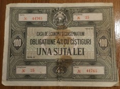 100 lei RPR, Obliga?iune CEC foto