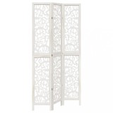 Cumpara ieftin Paravan camera 3 panouri, alb, lemn masiv paulownia