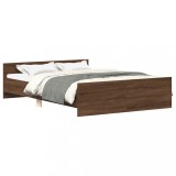 Cadru de pat cu tablie la cap/picioare, stejar maro, 140x190 cm