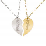 Glory - Set coliere din argint 925 personalizate pentru cuplu - jumatati de inima cu nume decupat