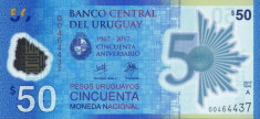 URUGUAY ? bancnota ? 50 Pesos Uruguayos ? 2017 ? P-100 COMEMORATIV POLYMER ? UNC foto