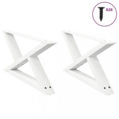 vidaXL Picioare pentru măsuță de cafea, 2 buc., alb, 70x(30-31,3) cm, oțel