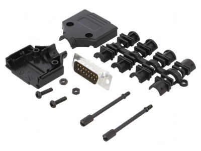 Conector D-Sub 15 PIN Tată pentru Lipire pe Cablu - Set Complet foto
