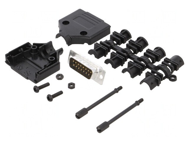 Conector D-Sub 15 PIN Tată pentru Lipire pe Cablu - Set Complet