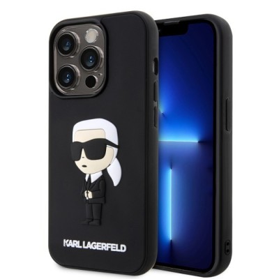 Husa pentru iPhone 14 Pro - Karl Lagerfeld 3D Design (KLHCP14L3DRKINK) - Rubber Ikonik foto