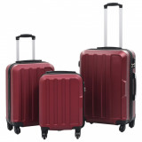 Set valize cu carcasa rigida, 3 buc., rosu vin, ABS GartenMobel Dekor