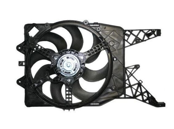 GMV radiator electroventilator Opel Corsa D (S07), 02.2007-2015, motor 1.6 TURBO 110/140kw, benzina, cutie manuala, cu AC, 385 mm; 2 pini, fara pre-r