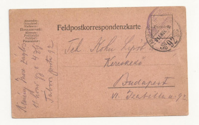 D3 Carte Postala Militara k.u.k. Imperiul Austro-Ungar ,1912 Budapesta foto